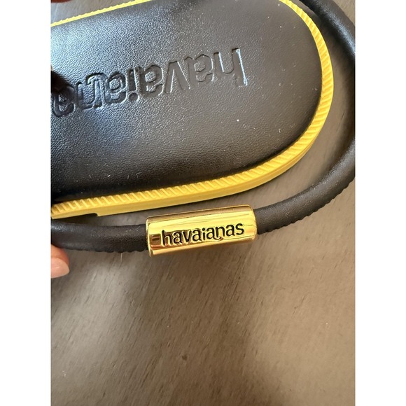 Havaianas Una Pitanga Sandals Womens Black Rubber Strappy Flat Size 11 - Picture 4 of 16